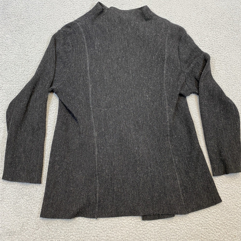 Beyond Threads Jacket L Gray Alpaca Wool Open Front Cardigan Sweater Lagenlook - Picture 3 of 10